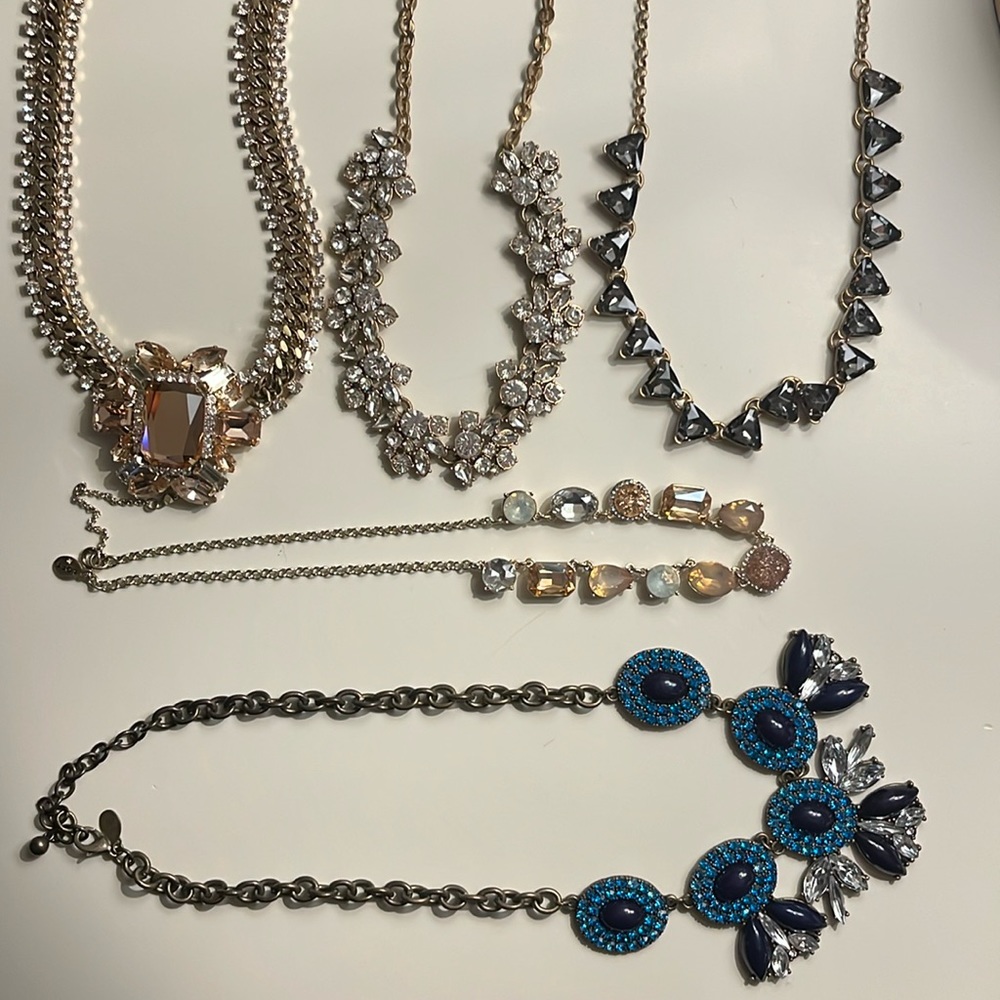Five **Assorted Brands** Necklaces *** j.crew, loft, cära and Leslie danzis***